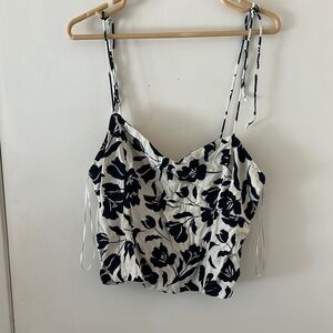 Old Navy Black and White Floral Camisole